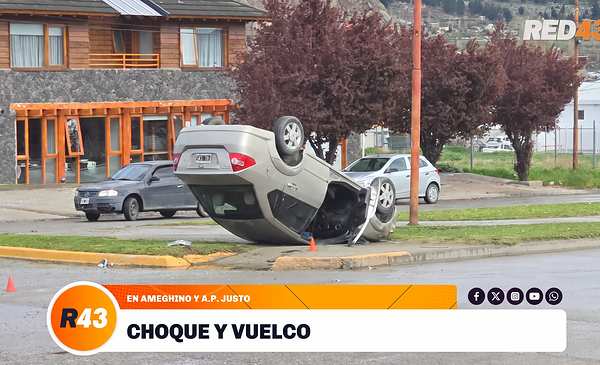 Choque y vuelco en avenida Ameghino: interrumpen el tránsito en Esquel